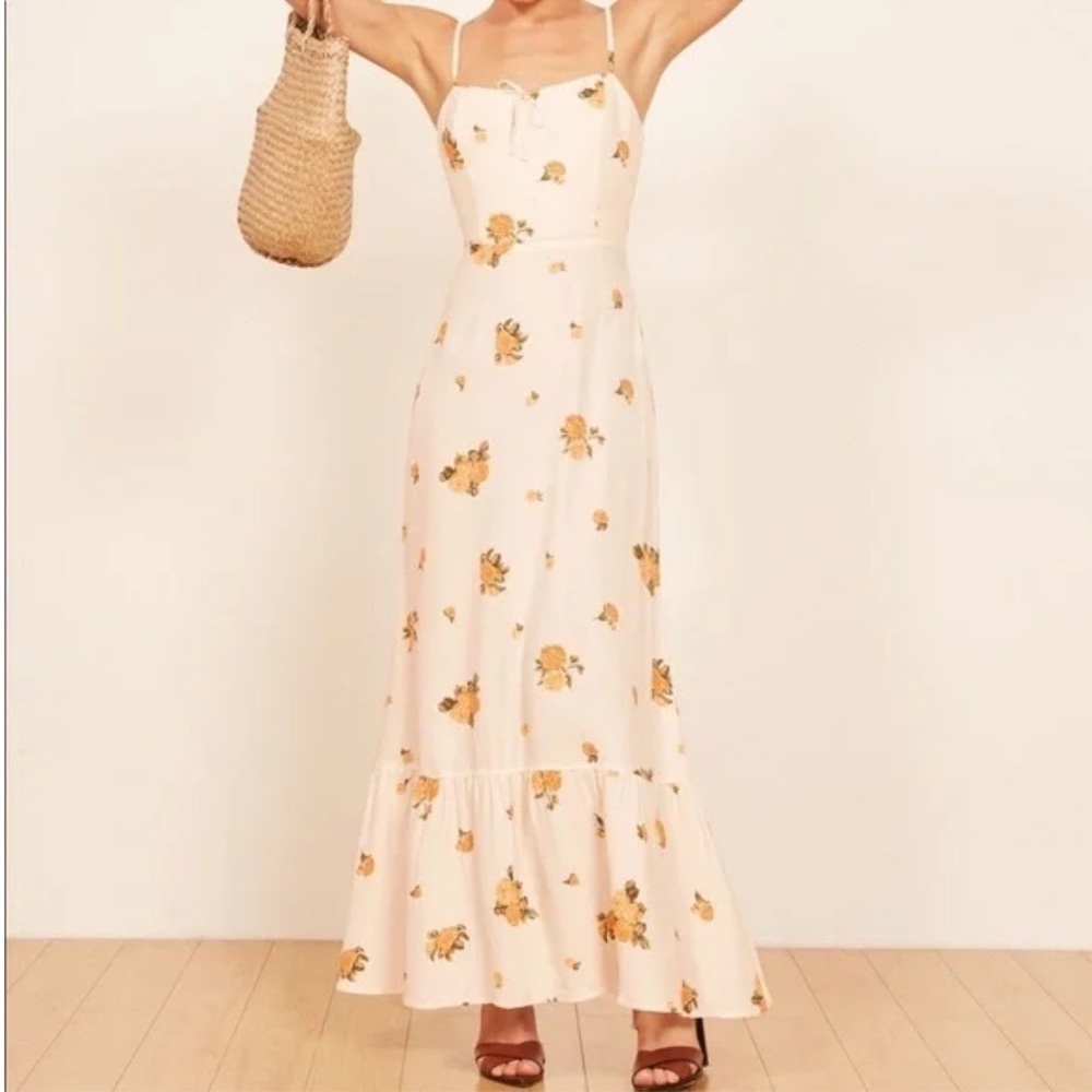 Reformation Prairie Maxi Dress in Constance White Yellow Floral - Size 4